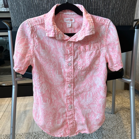 Cat & Jack Tropical Button Down Shirt - Picture 1 of 3